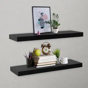 vidaXL Floating Wall Shelves 2 pcs Black 31.5"x7.9"x1.5"