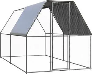 vidaXL Outdoor Chicken Cage 6.6'x13.1'x6.6' Galvanized Steel vidaXL Outdoor Chicken Cage 6.6'x13.1'x6.6' Galvanized Steel