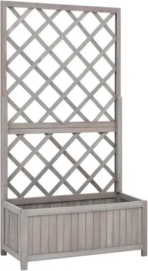 vidaXL Garden Trellis Planter Gray 27.6"x11.8"x53.1" Solid Firwood