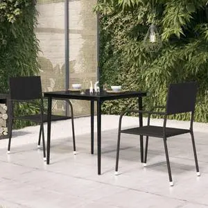 vidaXL Patio Dining Table Black 31.5"x31.5"x29.1" Steel and Glass