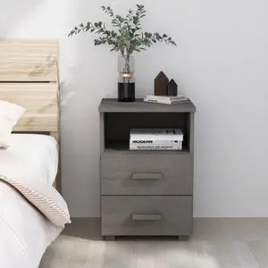 vidaXL Bedside Cabinet Light Gray 15.7"x13.8"x24.4" Solid Wood Pine vidaXL Bedside Cabinet Light Gray 15.7"x13.8"x24.4" Solid Wood Pine