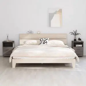 vidaXL Bedside Cabinets 2 pcs Light Gray 15.7"x13.8"x24.4" Solid Wood Pine vidaXL Bedside Cabinets 2 pcs Light Gray 15.7"x13.8"x24.4" Solid Wood Pine