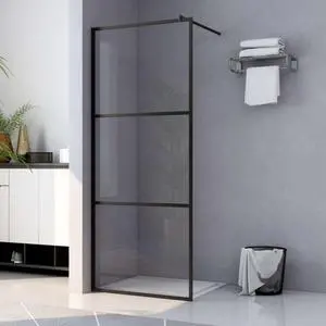 vidaXL Walk-in Shower Wall with Clear ESG Glass Black 35.4"x76.8" vidaXL Walk-in Shower Wall with Clear ESG Glass Black 35.4"x76.8"