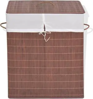 vidaXL Bamboo Laundry Bin Rectangular Brown vidaXL Bamboo Laundry Bin Rectangular Brown