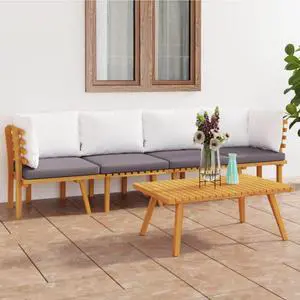vidaXL 4 Piece Patio Lounge Set with Cushions Solid Acacia Wood vidaXL 4 Piece Patio Lounge Set with Cushions Solid Acacia Wood