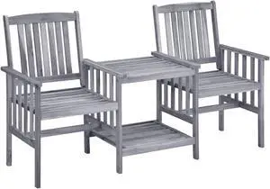 vidaXL Patio Chairs with Tea Table 62.6"x24"x36.2" Solid Acacia Wood
