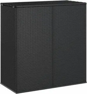 vidaXL Patio Cushion Box PE Rattan Black
