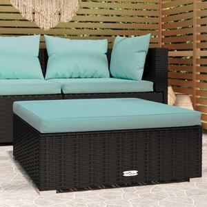 vidaXL Patio Footrest with Cushion Black 27.6"x27.6"x11.8" Poly Rattan