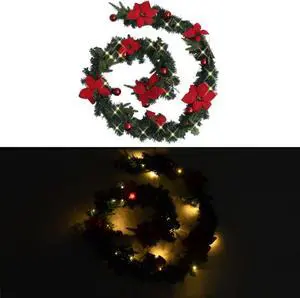 vidaXL Christmas Garland with LED Lights Green 8.9' PVC