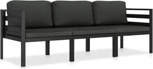 vidaXL 3 Piece Patio Lounge Set with Cushions Aluminum Anthracite