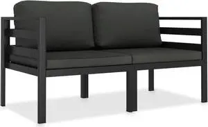 vidaXL 2 Piece Patio Sofa Set with Cushions Aluminum Anthracite