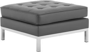 Loft Tufted Upholstered Faux Leather Ottoman