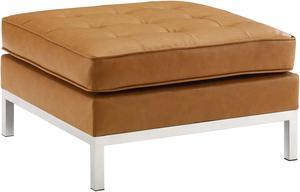 Loft Tufted Upholstered Faux Leather Ottoman