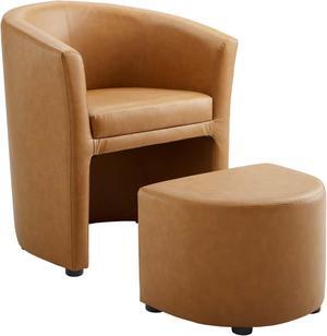 Divulge Armchair and Ottoman Tan