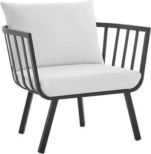 Riverside Outdoor Patio Aluminum Armchair Gray White