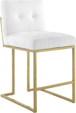 Privy Gold Stainless Steel Upholstered Fabric Counter Stool Gold White