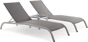 Savannah 3 Piece Outdoor Patio Mesh Set Gray