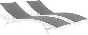 Glimpse Outdoor Patio Mesh Chaise Lounge Set of 2 White Gray