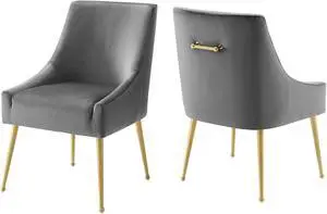 Discern Upholstered Performance Velvet Dining Chair Set of 2 Gray