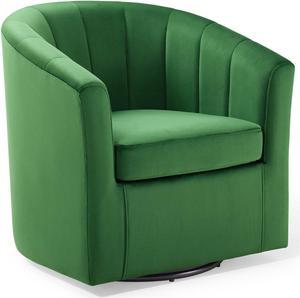 Prospect Performance Velvet Swivel Armchair Emerald