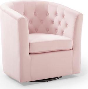 Prospect Tufted Performance Velvet Swivel Armchair Pink