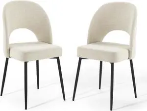 Rouse Dining Side Chair Upholstered Fabric Set of 2 Black Beige