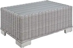 Conway 32" Outdoor Patio Wicker Rattan Coffee Table Light Gray