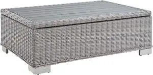 Conway 45" Outdoor Patio Wicker Rattan Coffee Table Light Gray