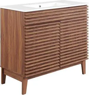 Render 36" Bathroom Vanity Walnut White