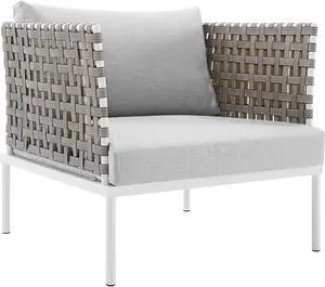 Harmony Sunbrella Basket Weave Outdoor Patio Aluminum Armchair Tan Gray Harmony Sunbrella Basket Weave Outdoor Patio Aluminum Armchair Tan Gray