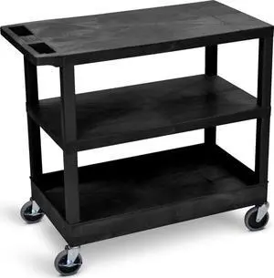 Black Luxor 18x32 Cart 2 Flat/1 Tub Shelves