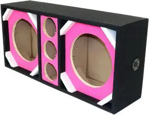 Two 10-in Woofers plus Three Tweeters PINK Empty Chuchera Speaker Enclosure