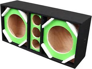 Two 10-in Woofers plus Three Tweeters Vinyl Green Empty Chuchera Speaker Enclosure