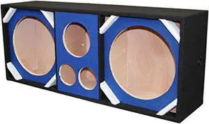 Two 12in Woofers plus Two Tweeters and One Horn BLUE Empty Chuchera Speaker Enclosure