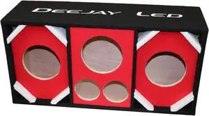 Two 6-in Woofers plus Two Tweeters and One Horn RED Empty Chuchera Speaker Enclosure