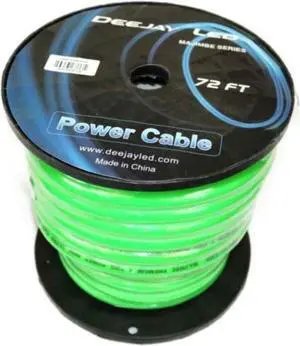 72 Foot Zero gauge thick type power cable for heavy current usage GREEN