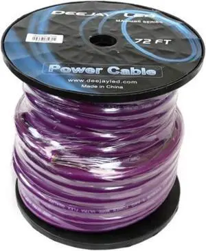 72 Foot Zero gauge thick type power cable for heavy current usage PURPLE