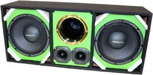 Loaded Box withTwo Despacito Heavy Duty 10-in Woofers One Horn and withTwo Bullet Tweeters GREEN