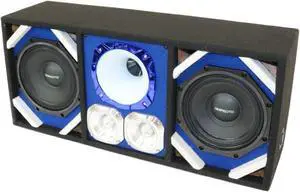 Loaded Box withTwo Despacito Heavy Duty 8-in Woofers One Horn and withTwo Bullet Tweeters BLUE