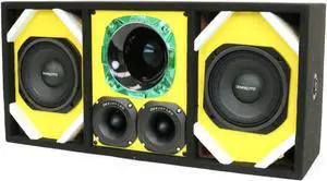 Loaded Box withTwo Despacito Heavy Duty 6-in Woofers One Horn and withTwo Bullet Tweeters YELLOW