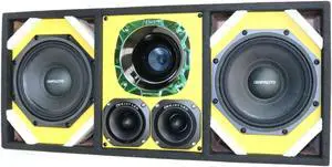 Loaded Box withTwo Despacito Heavy Duty 8-in Woofers One Horn and withTwo Bullet Tweeters YELLOW