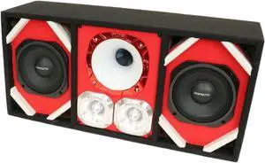 Loaded Box withTwo Despacito Heavy Duty 6-in Woofers One Horn and withTwo Bullet Tweeters RED