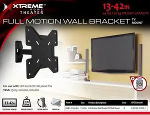 13-in-42-in Full Motion TV Wall Bracket Black