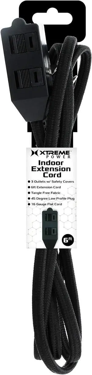 6-Foot Indoor Extension Cord Black