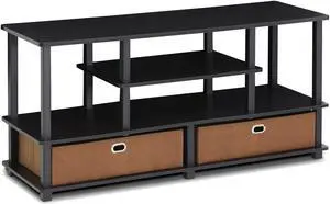 Furinno Jaya Large Tv Stand For Up To 50-Inch Tv With Storage Bin, 15119Exbkbr