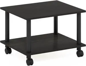 Furinno Econ Home Office Under Desk CPU and Printer Stand with Wheels, Espresso/Black