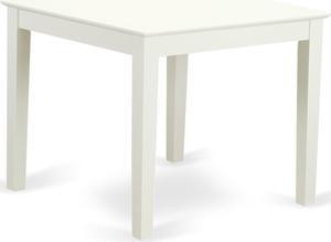 East West Furniture OXVA5-LWH-W 5-Piece Modern Dinette Set 4 Dining Chairs with Slatted Back and a Wooden Seat and Dining Table with Rectangular Top and 4 Legs- Linen White Finish