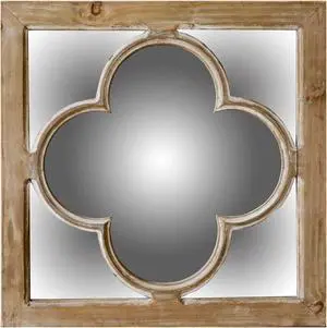 ANTIQUE WINDOW PANE WALL MIRROR 18"SQUAREx1"D NATURAL FINISH