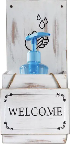 Welcome Sign with Hand Sanitizer Dispenser Container Set of 2, 16-inch