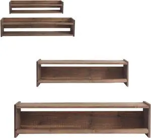 Wood Folating Wall Shelf Dark Stain Set of 2
